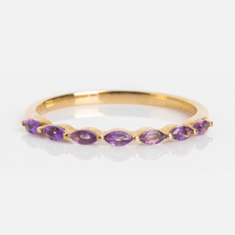 Solid Gold Capsule Delicate Amethyst Stacking Ring