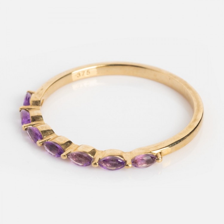 Solid Gold Capsule Delicate Amethyst Stacking Ring