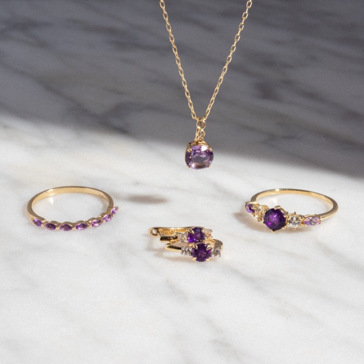 Solid Gold Capsule Delicate Amethyst Stacking Ring