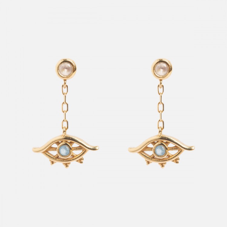 Solid Gold Evil Eye Drop Studs