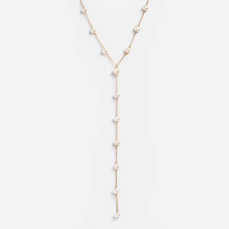 Dripping Pearl Lariat Necklace