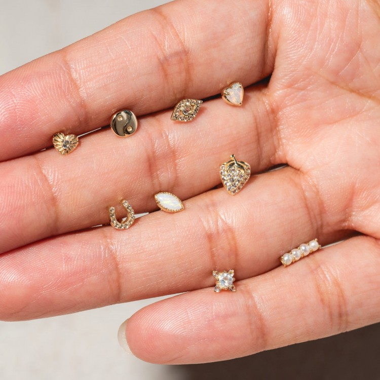 Solid Gold Flat Back Studs Yin Yang
